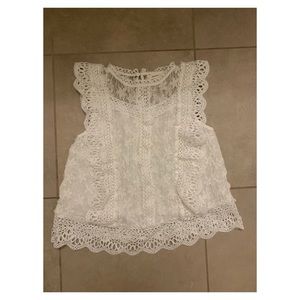 *HARDLY WORN* Mustard Seed White Lace Shirt